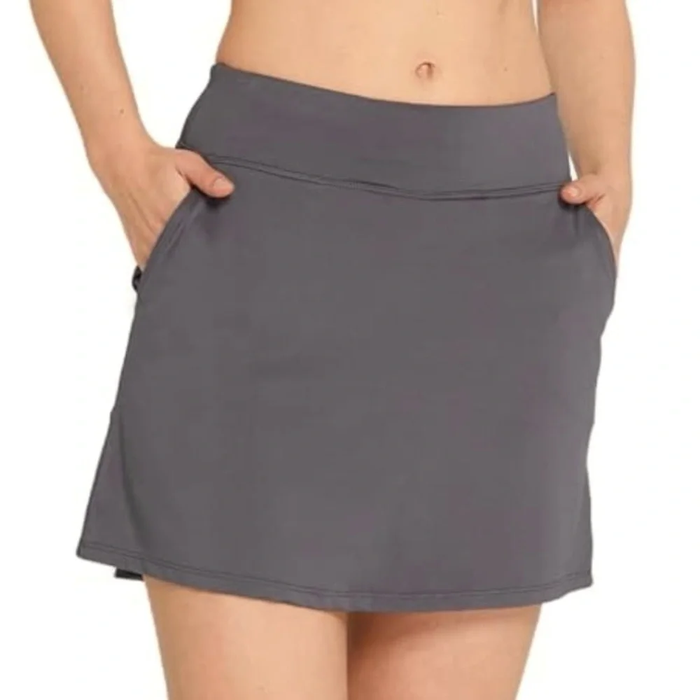 Gray Skort with Built-in Shorts and Pleated Hem!